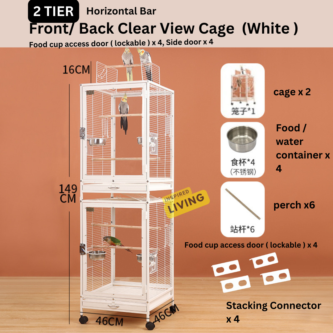 2-Tier | 3-Tier Bird Cage for Parrots | Wrought Iron Parrot Cage Dual ...