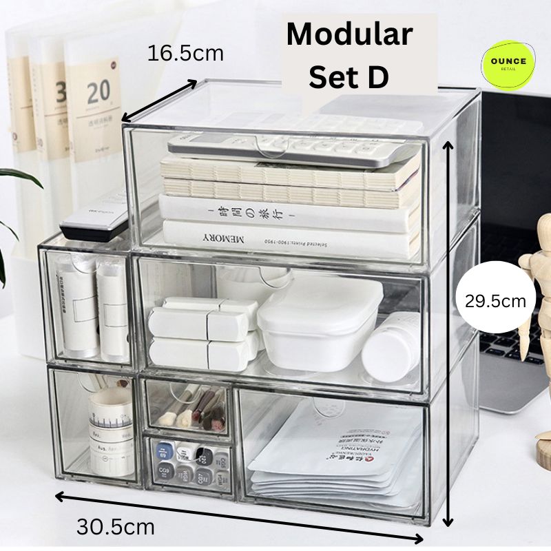 Organiser Storage Container Desktop Stationery Cosmetics Makeup Clear ...