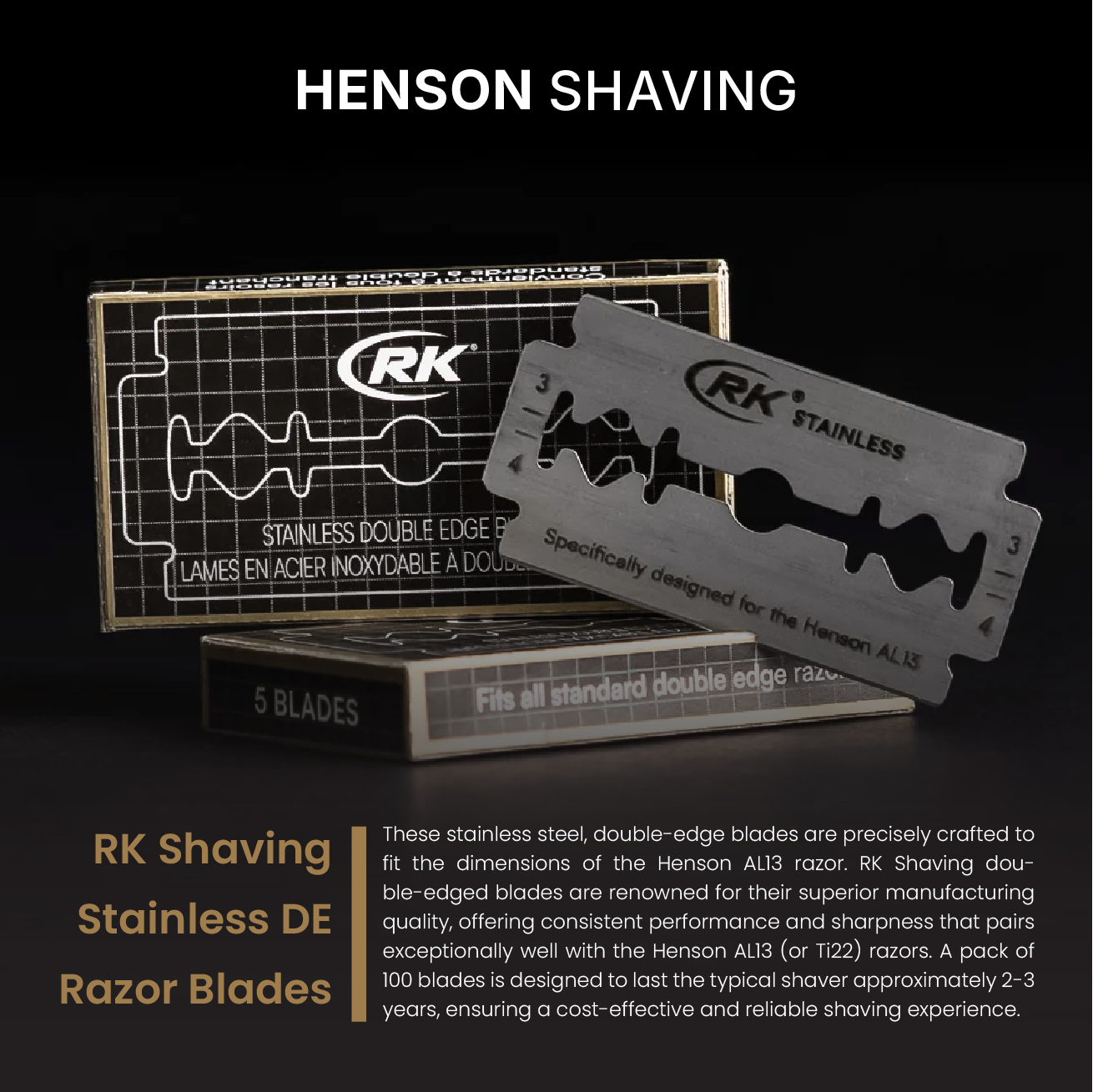 HENSON RK Razor Blades Refill - Stainless Steel, Double Edge, 100pk |  Shopee Singapore
