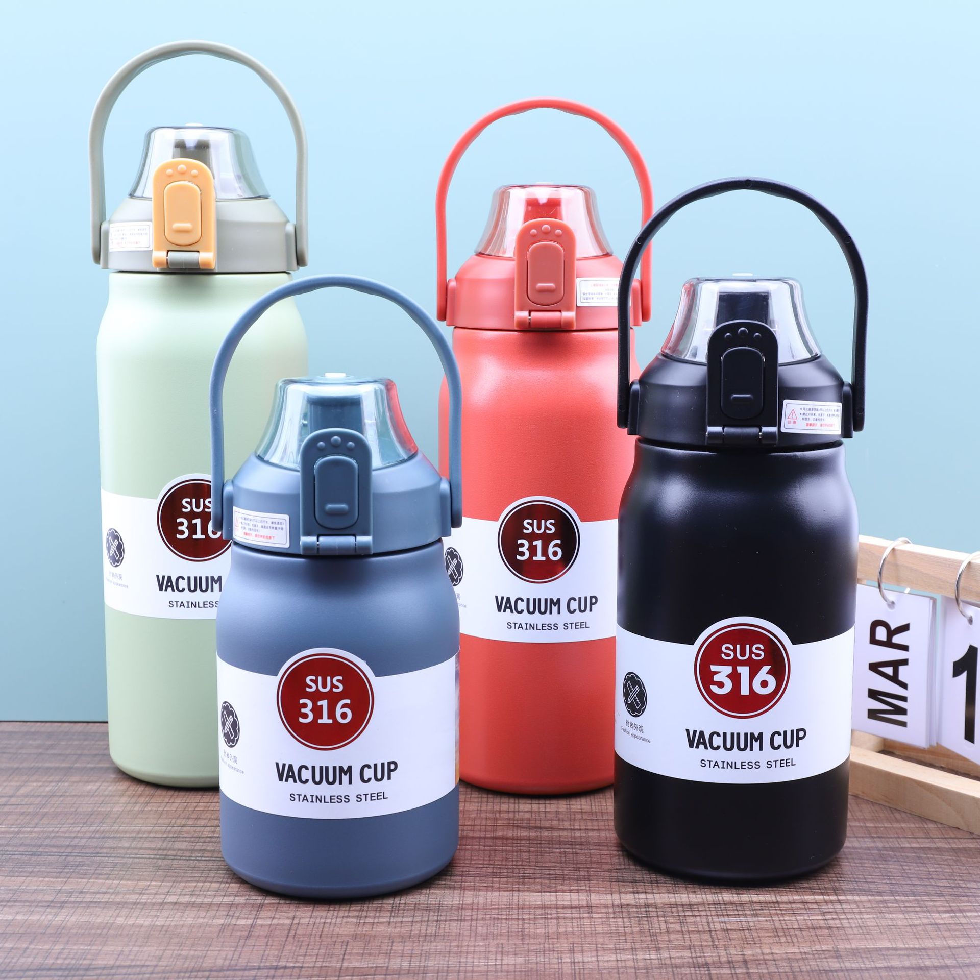 Insulated Water Bottle Stainless Steel SUS 316 Handle Straw Large ...