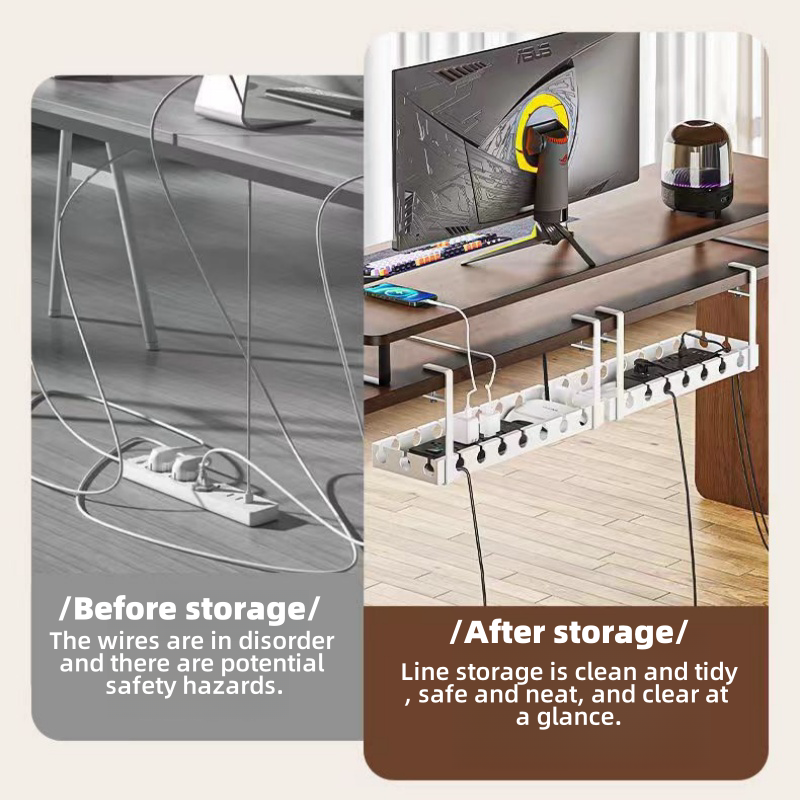 Extendable Under Desk Cable Organizer 43CM-74CM Under Desk Cable ...
