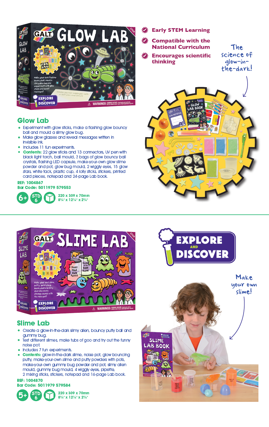 Galt Glow Lab Science And Craft Kit For Kids - STEM Learning And Fun