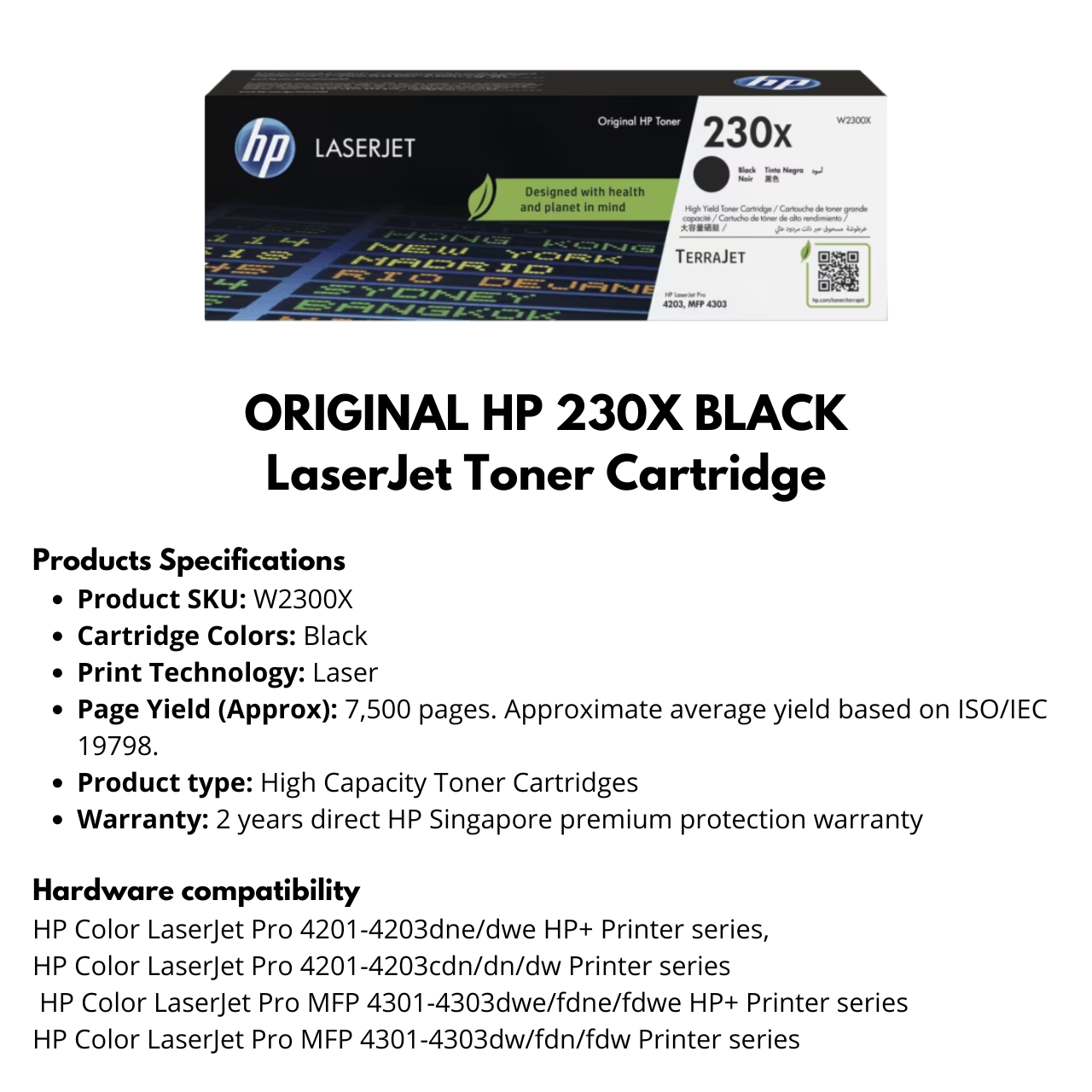 ORIGINAL HP 230X Toner Cartridge Black/Cyan Yellow/Magenta [W2300/1/2 ...