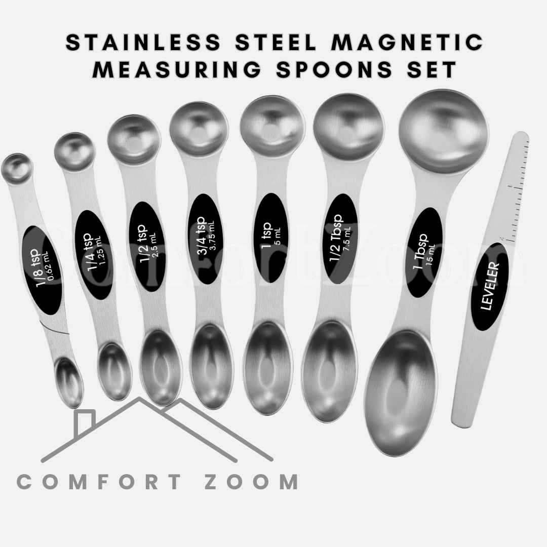 Stainless Steel Magnetic Measuring Spoons Set 8 with Leveler /Measuring ...
