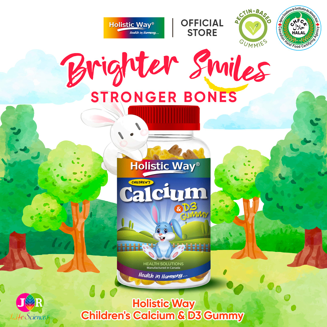 Holistic Way Children’s Calcium & D3 Gummy - Halal | Vegetarian (90 ...