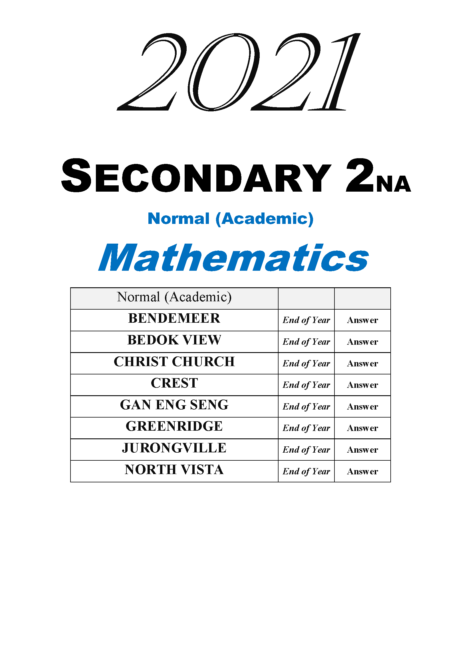 Secondary 2 Mathematics (G1 G2 G3) Express NA NT | Shopee Singapore