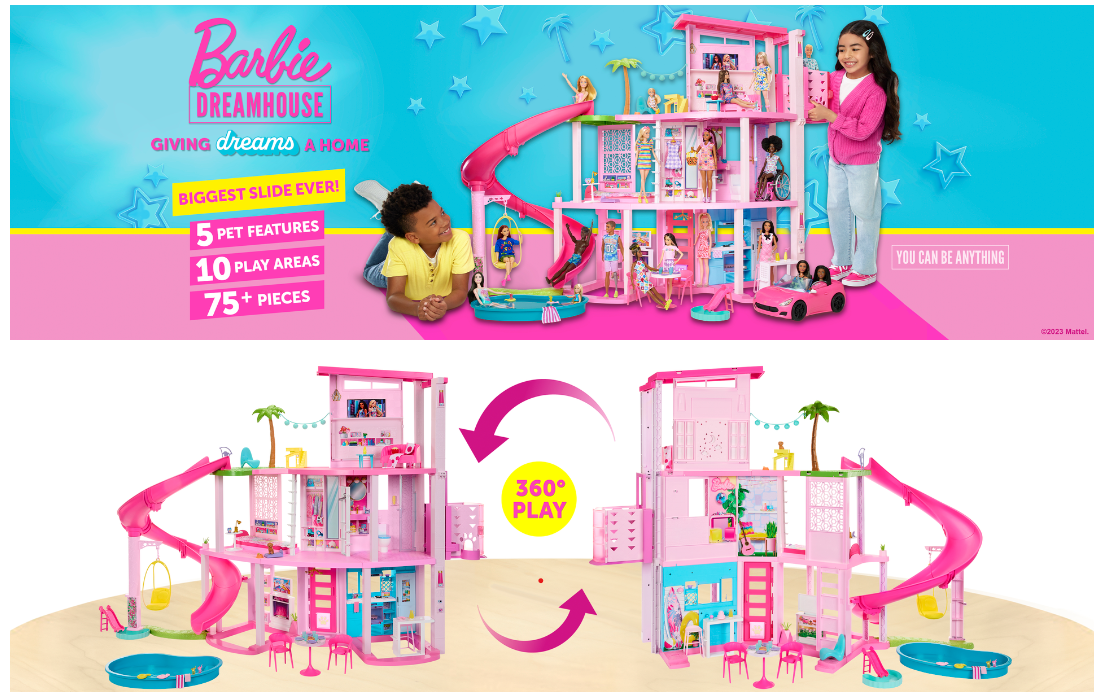 Barbie Dreamhouse 2023, Pool Party Doll House with 75+ Pieces