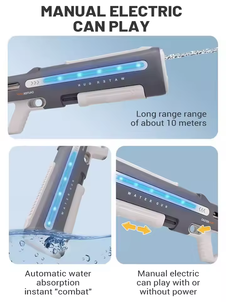 2 Modes Automatic Water Refill Electric Splashing Water Shooting Gun ...