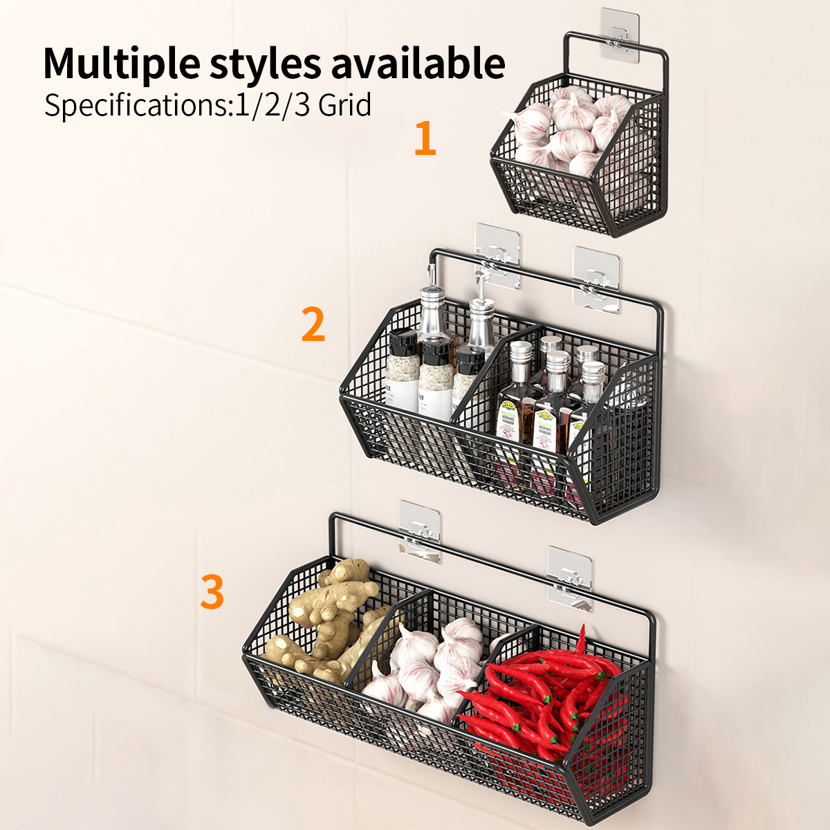 【HM】SG Wall Mounted Onion Ginger Seasoning Storage Rack in Household ...