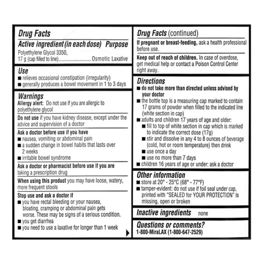 1 box MiraLAX/ Purelax Gentle Constipation Relief Laxative Powder ...