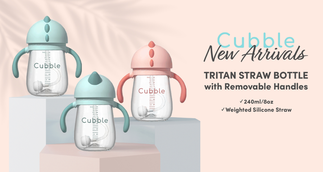 Cubble Tritan Straw Bottle w/ Removable Handles & Weighted Straw 240ml ...