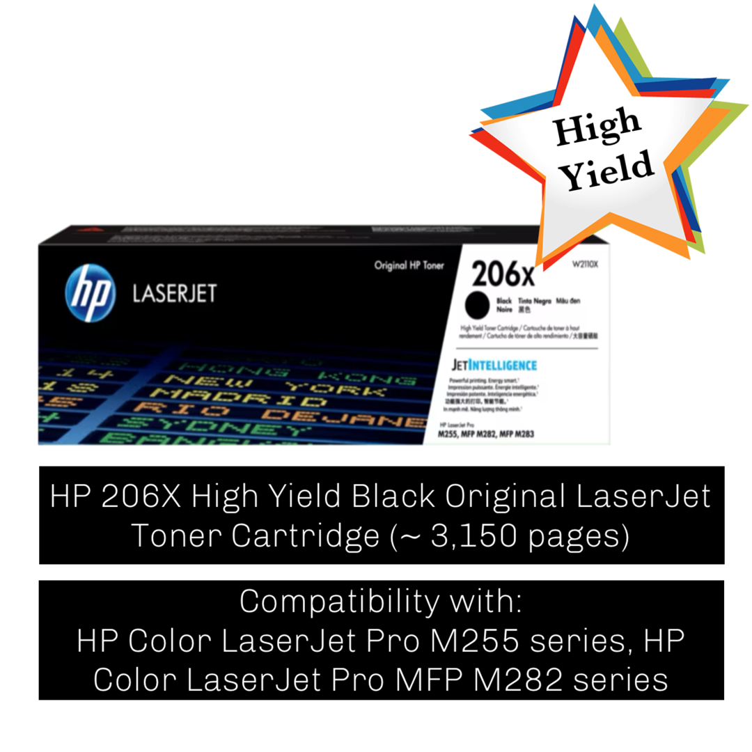 HP 206X High Yield (Black, Yellow, Cyan, Magenta) Original LaserJet ...