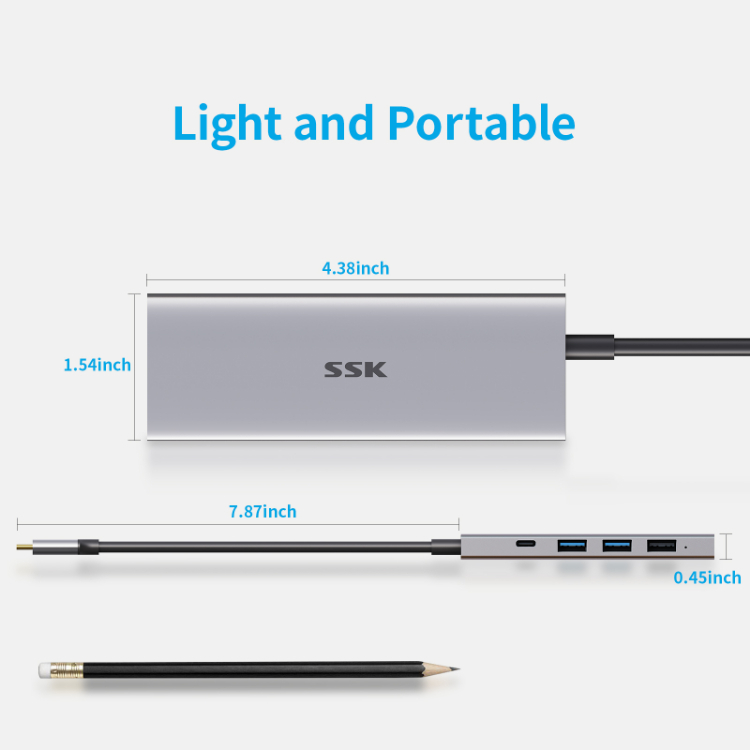 SSK SC212 5-In-1 Type C USB Hub Multiport Multi-Compatible Adapter ...