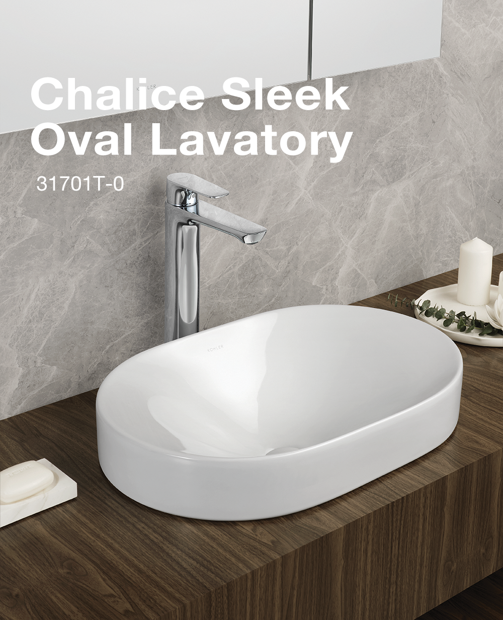 DBS] KOHLER Chalice Sleek Oval Countertop-Mounted Vessel Lavatory