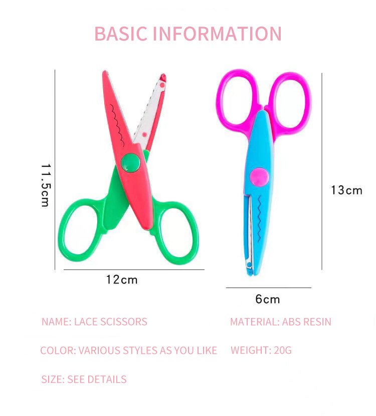 🌈 Local Ship🌈Children's DIY Lace Scissors Wave Pattern Safety Scissors ...