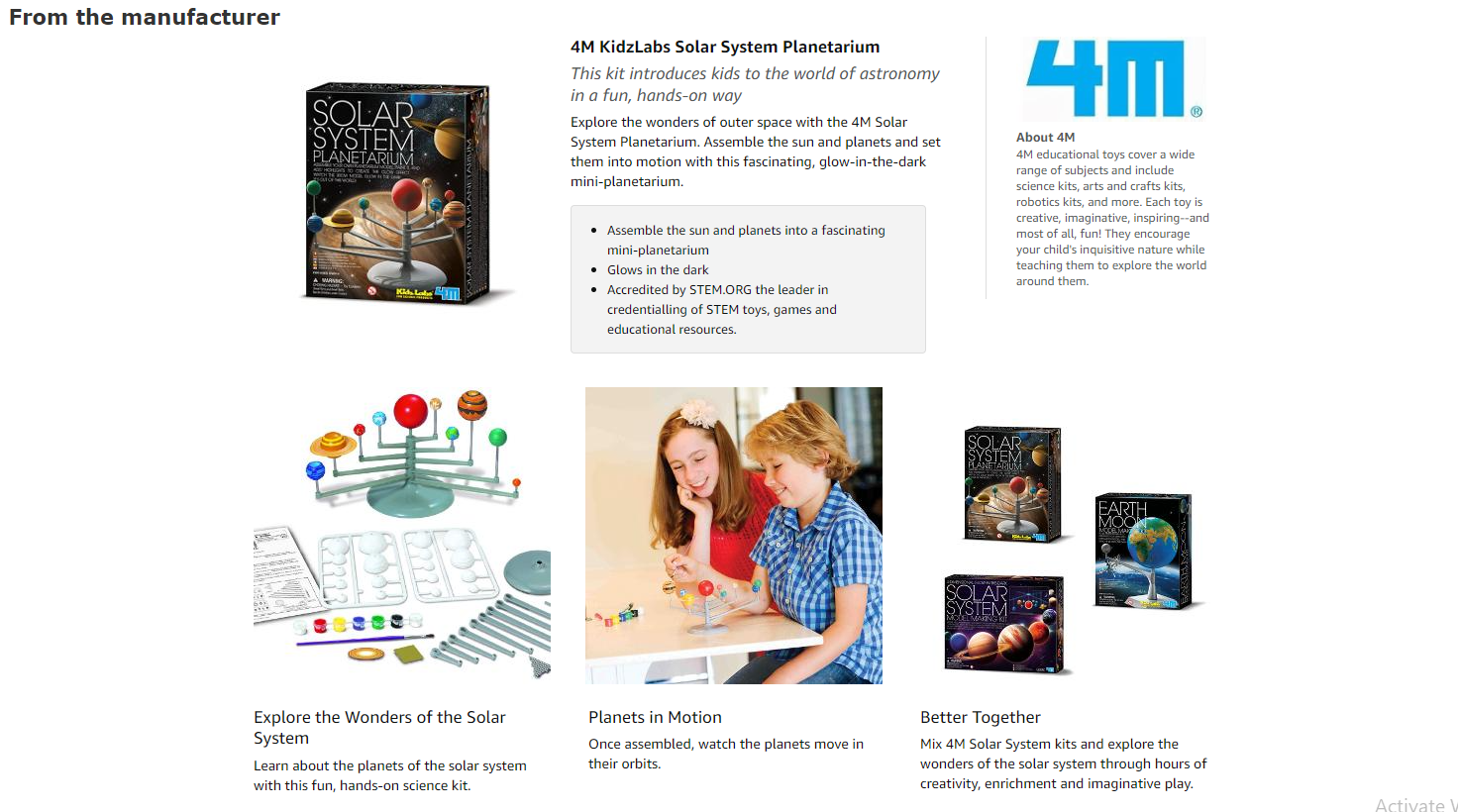 4M Solar System Planetarium - DIY Glow In The Dark Astronomy Planet ...