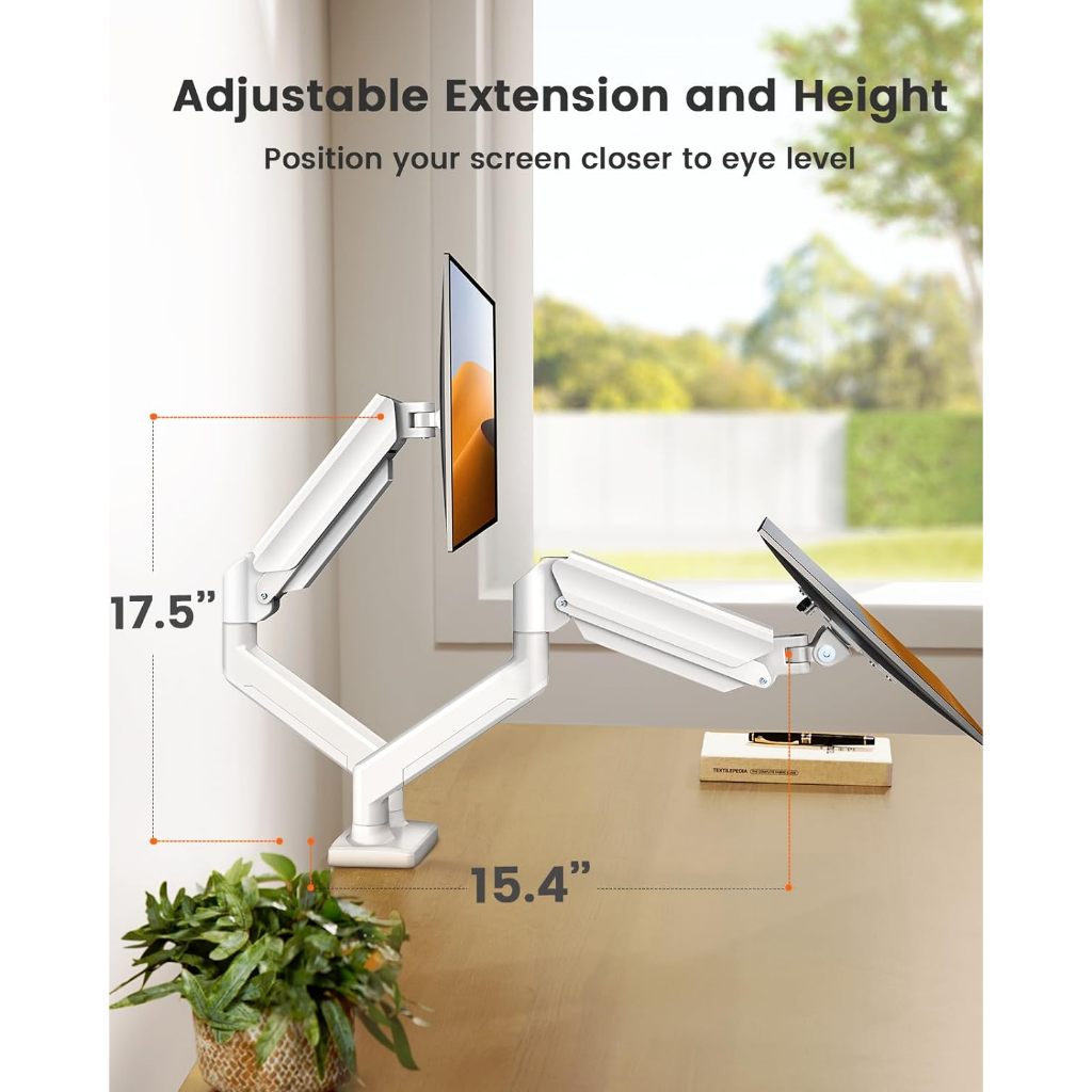 32-inch adjustable dual-screen monitor stand with 360° rotatable screen ...