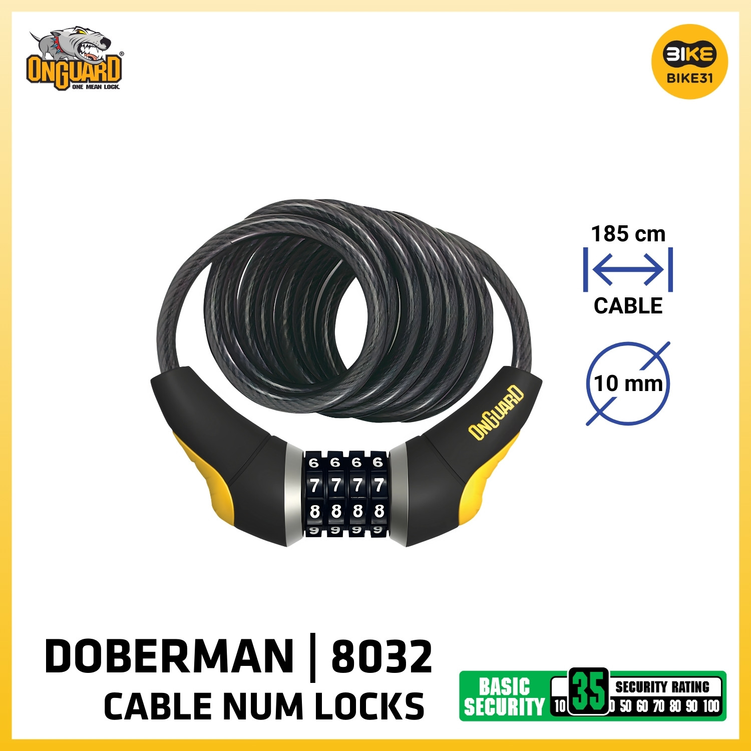 OnGuard Doberman Series Cable Number Bicycle Locks (8031/8032) | Shopee ...