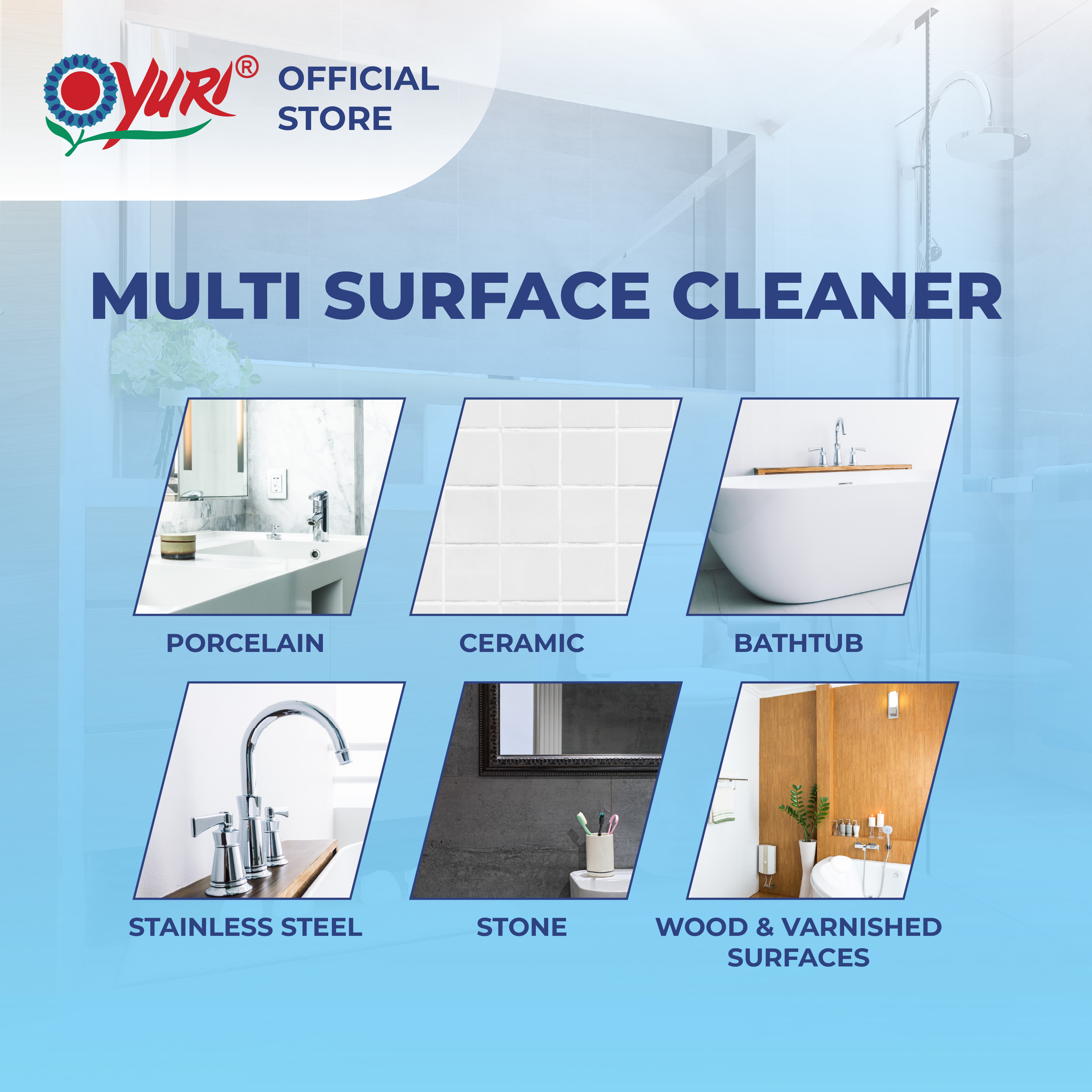 Yuri Antibacterial Bathroom Cleaner Spray 500ml - Multi Surface Cleaner ...