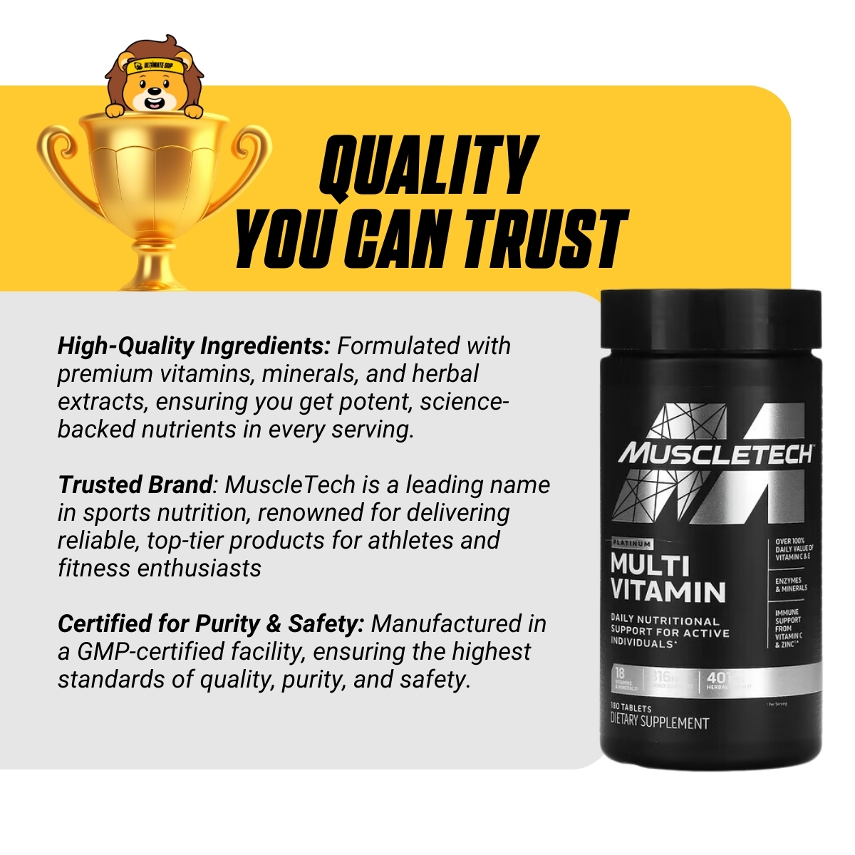 Muscletech, Essential Series, Platinum Multi Vitamin, High Potency ...