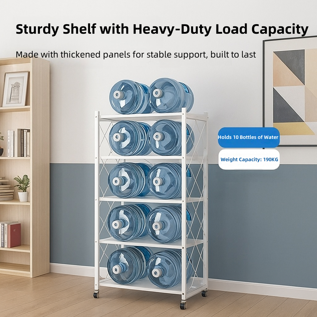 （SG STOCK）Foldable Storage Rack With Wheels Multi-Tier Shelf Portable ...
