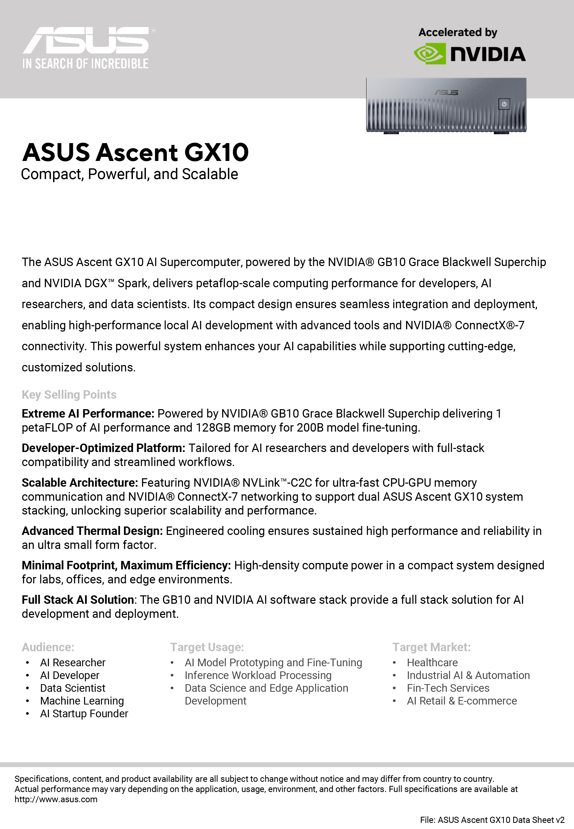 ASUS Ascent GX10 is a high-performance artificial intelligence (AI ...