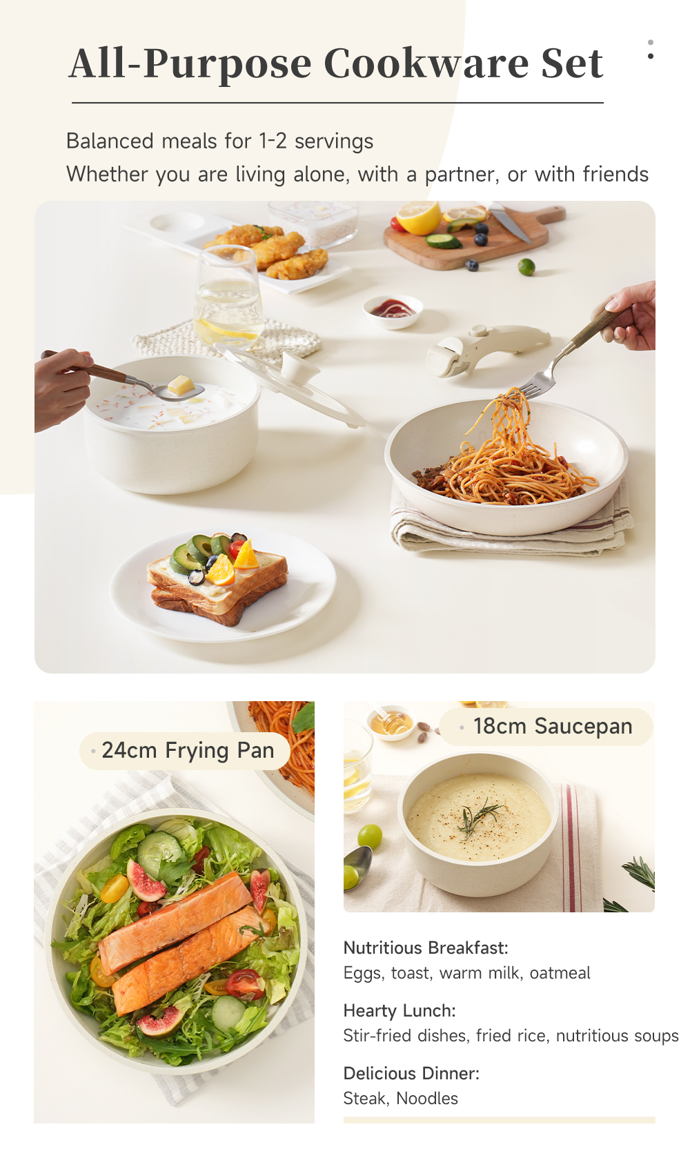 Inssa Detachable 4pcs Cookware Set丨24cm Frying Pan 18cm Saucepan丨 ...