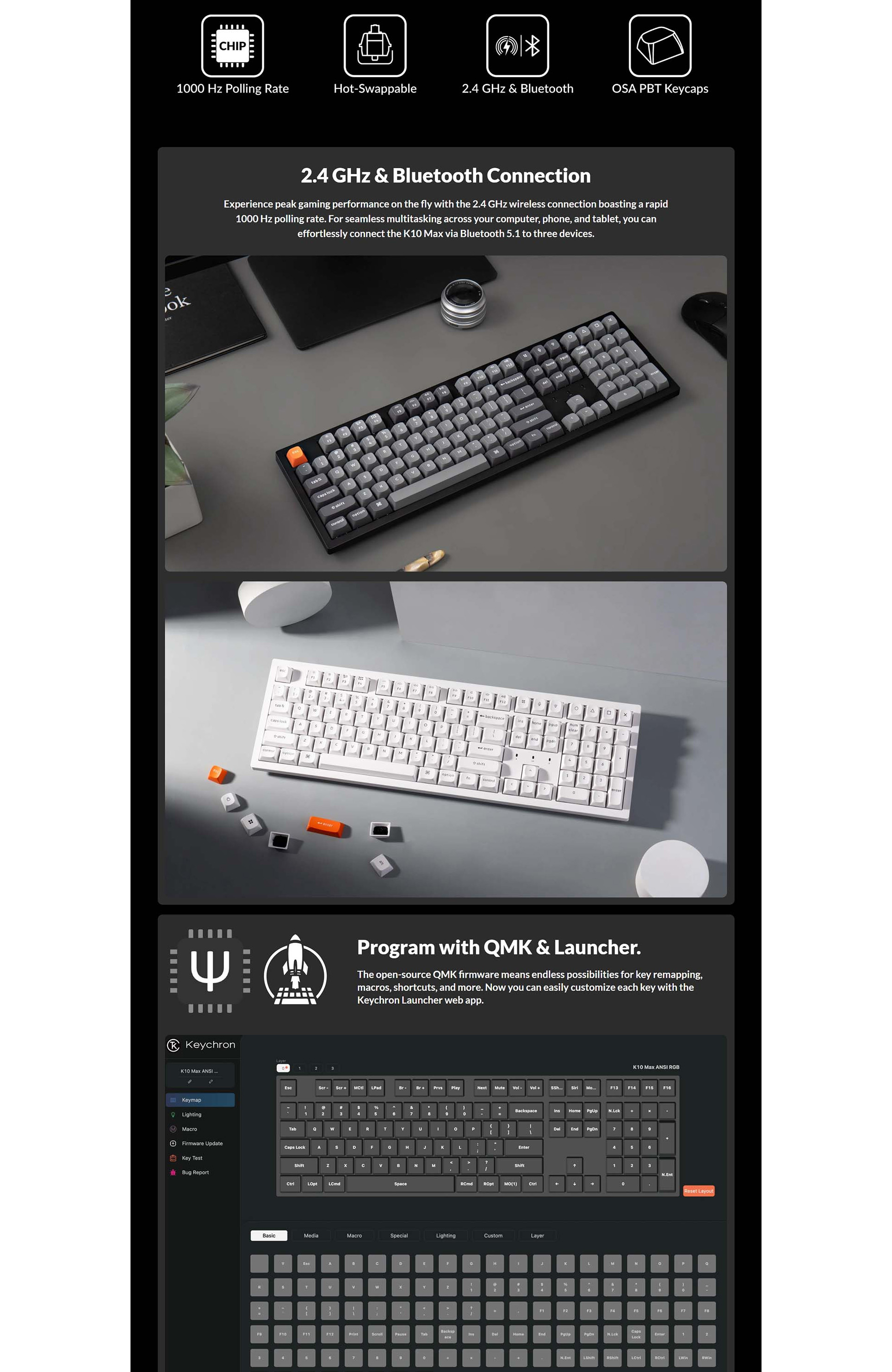 Keychron K10 Max Wireless Mechanical Keyboard | Shopee Singapore