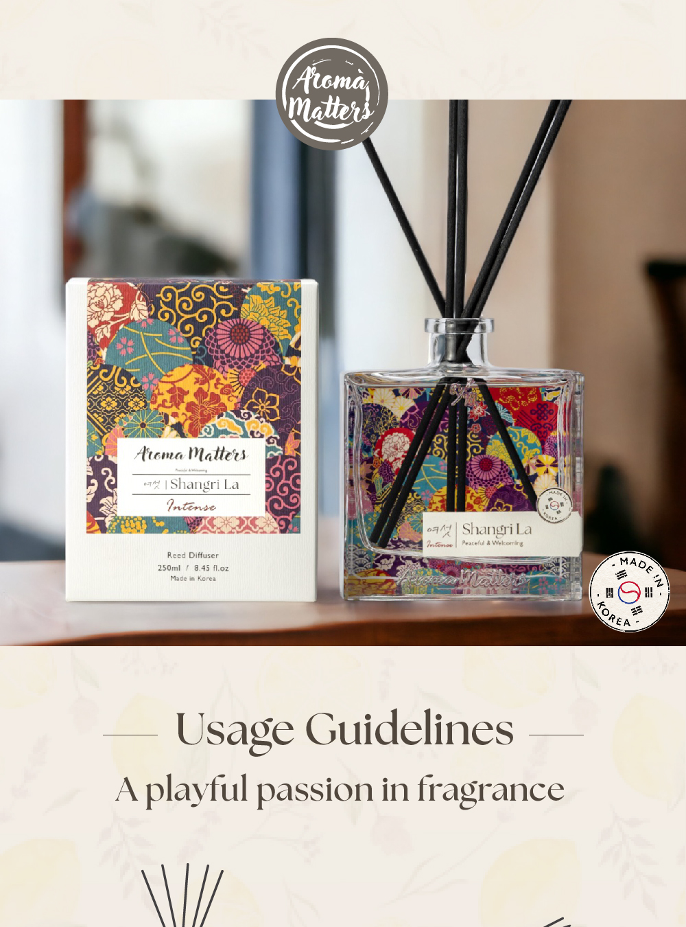 Aroma Matters Shangri La INTENSE Reed Diffuser Made In Korea 120ml and ...