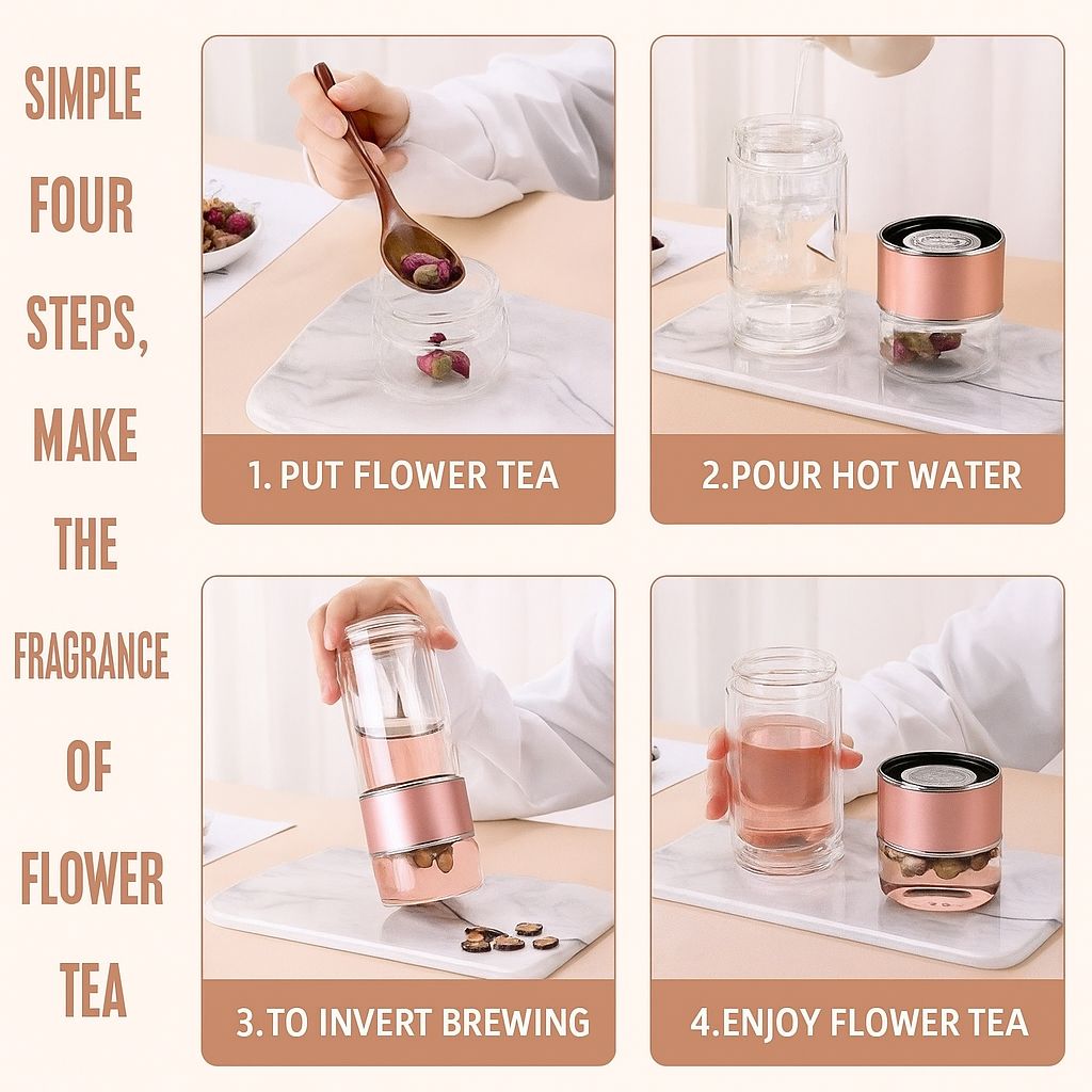 [LOCAL] Portable Glass Tea Infuser Bottle | Double Layer Insulated ...