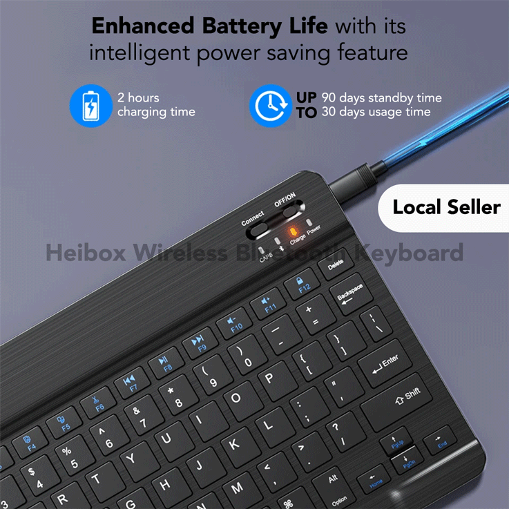 Heibox Wireless Bluetooth Keyboard with RGB LED Backlight Silent ...