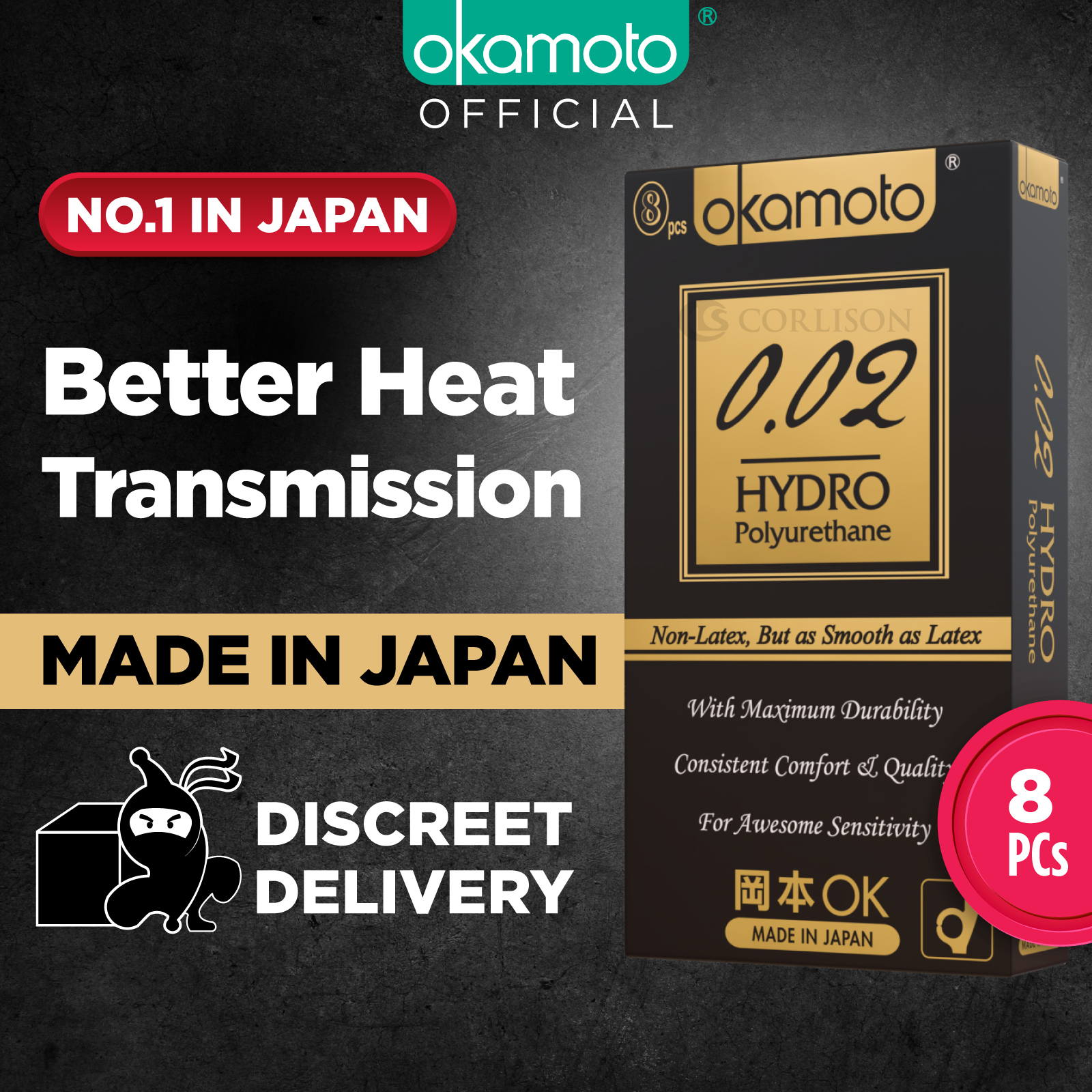 Okamoto 001 Polyurethane Condoms 2s + Hydro Polyurethane Condoms 8s ...