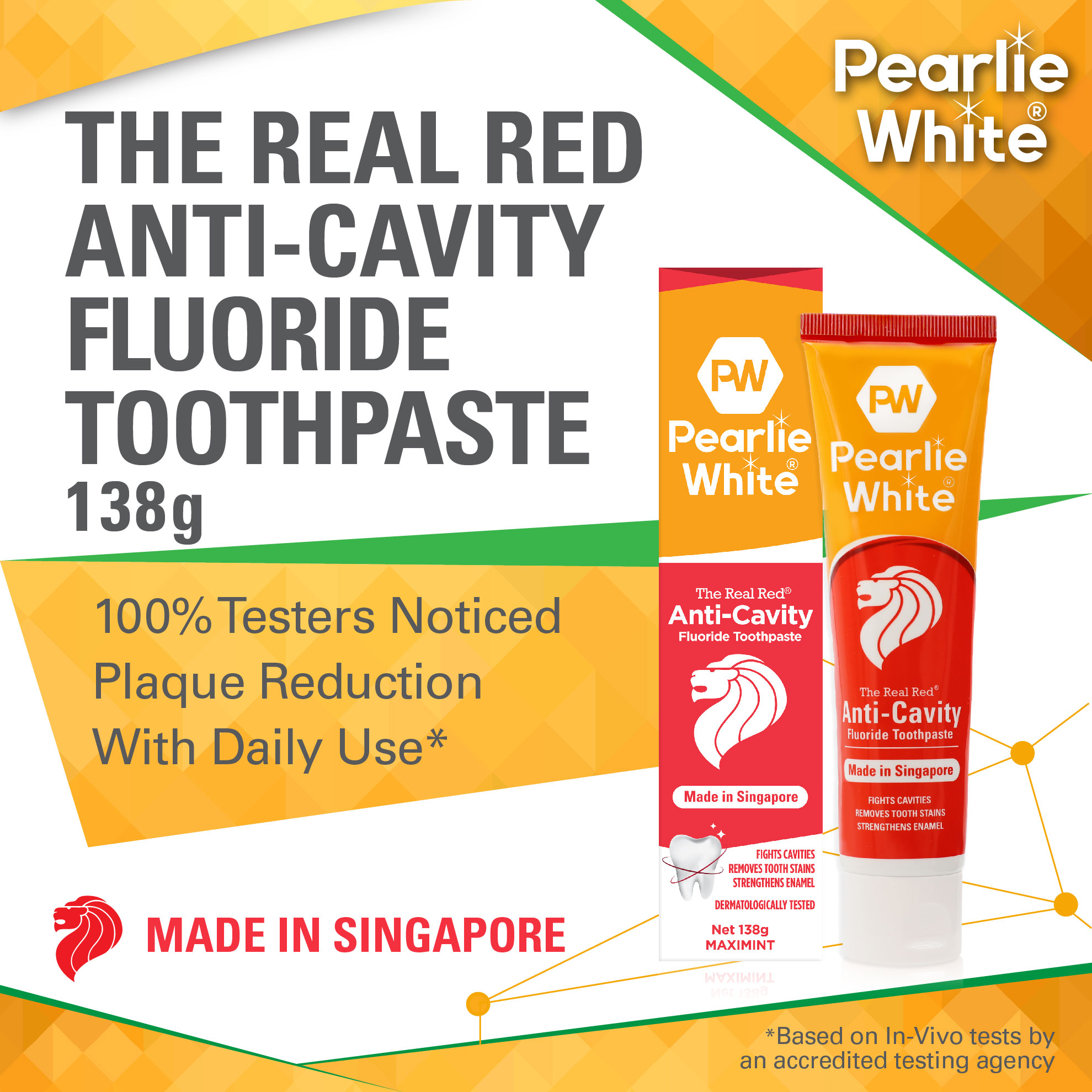 Pearlie White Real Red Toothpaste 138gm + Fluorinze Antibacterial Mouth ...