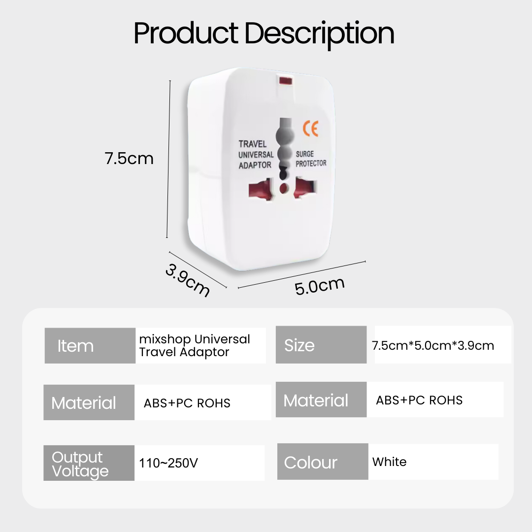 Adaptateur De Voyage Adaptateur Universel Avec 4 Prises USB +Type C+ AC