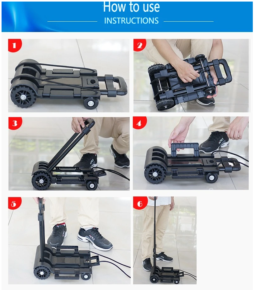 Foldable Shopping Trolley Supermarket Cart Wheels with 2 FREE ...