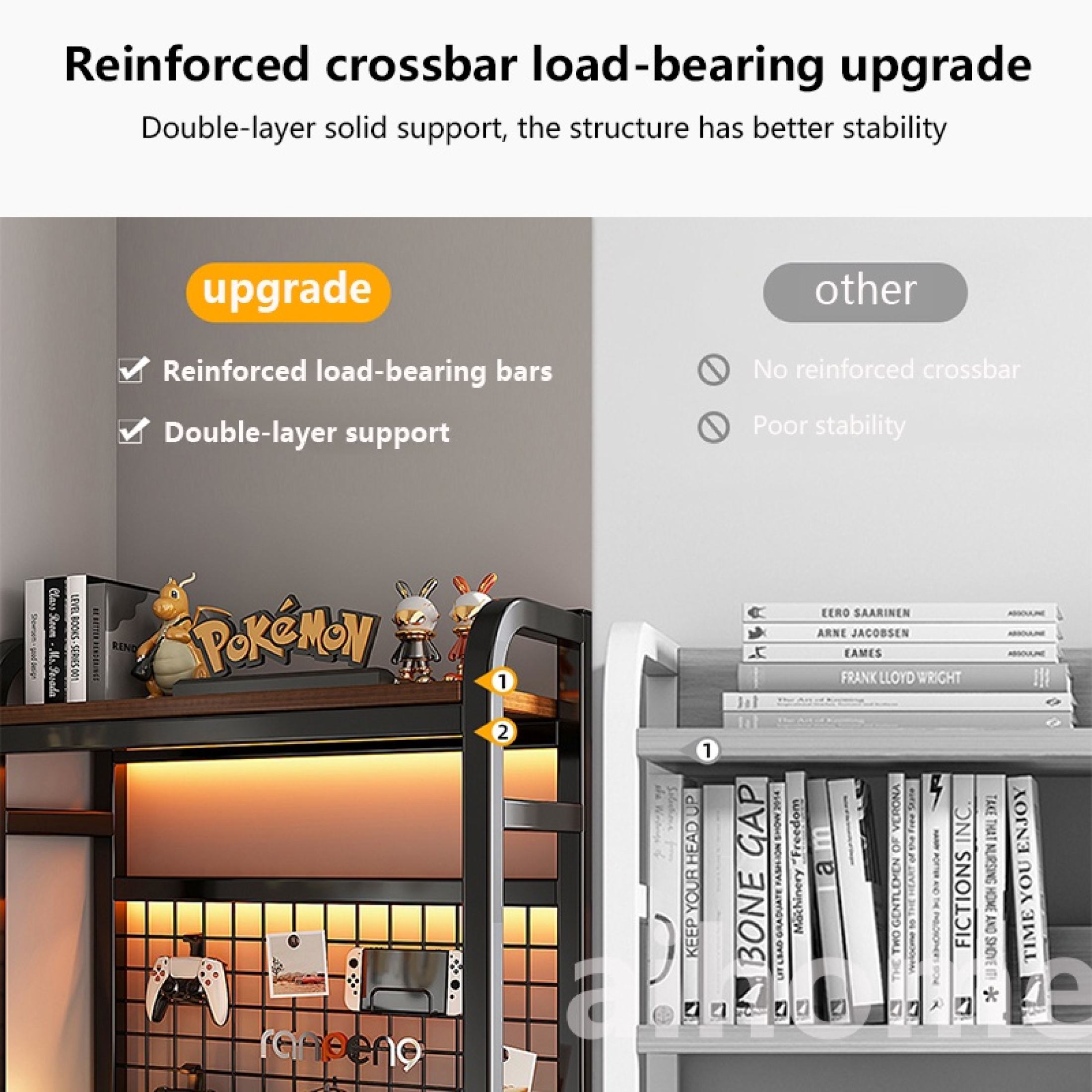 SNBDesktop Shelf Desk With Grid Bookshelf Storage Shelf Desktop Multi ...