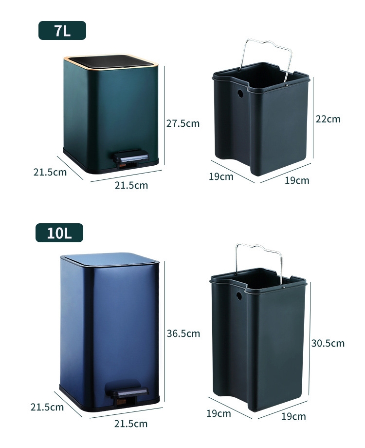 [SG SELLER - TWL] Stainless Steel Square Pedal Trashbin Dustbin Soft ...