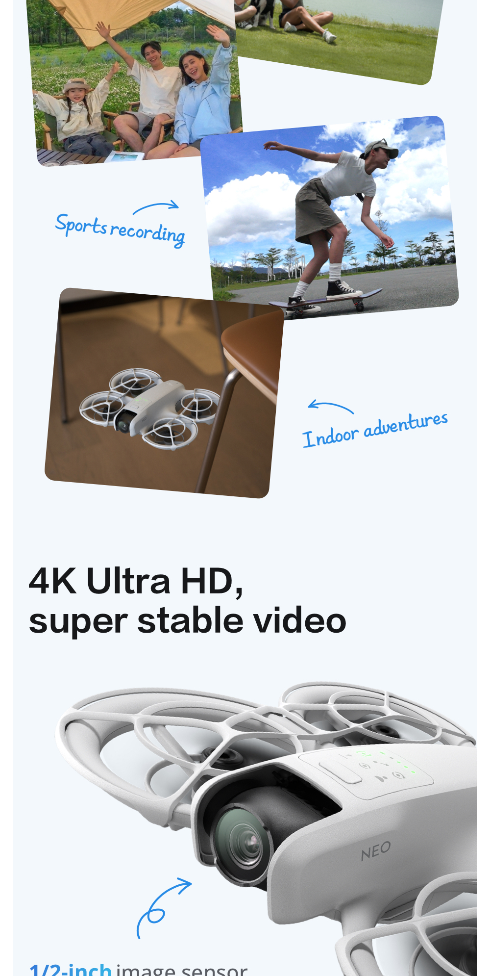 DJI Neo - Camera Drone | 4K/30fps | 135g Ultra Light Weight | Palm ...