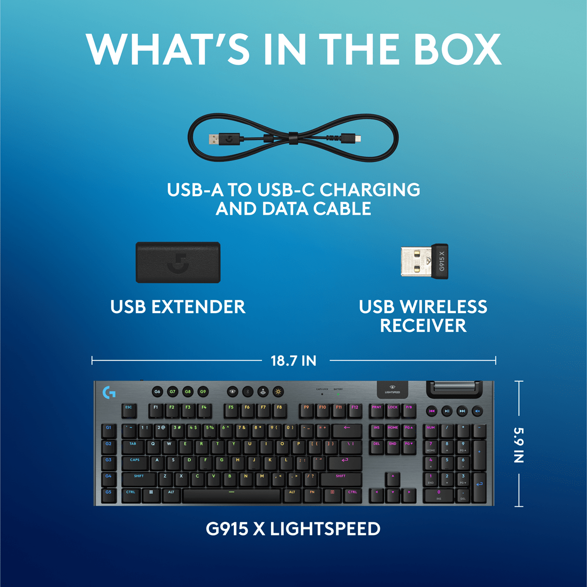 Logitech G915 X Lightspeed Bluetooth Wireless Low Profile RGB Keyboard ...