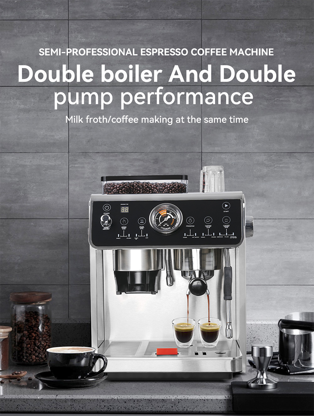 Ruokala BrewMaster Elite Semi-Automatic Espresso Coffee Machine ...