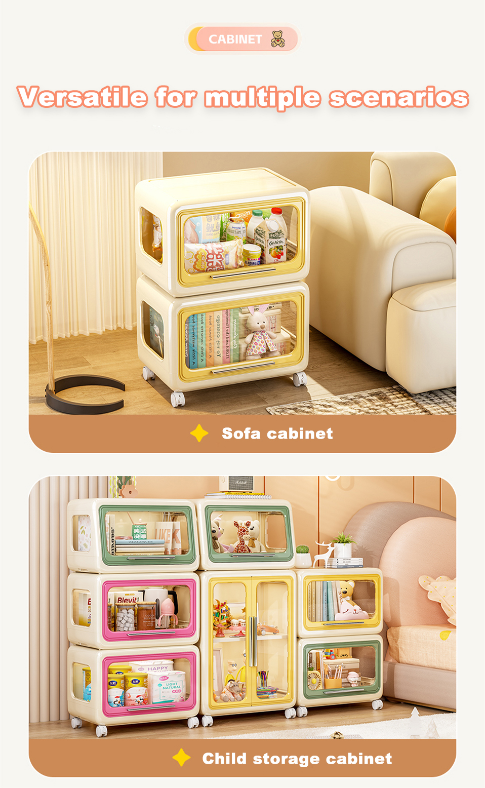 Salvo Multifunctional Storage Box Stackable Storage Cabinet With Wheels ...