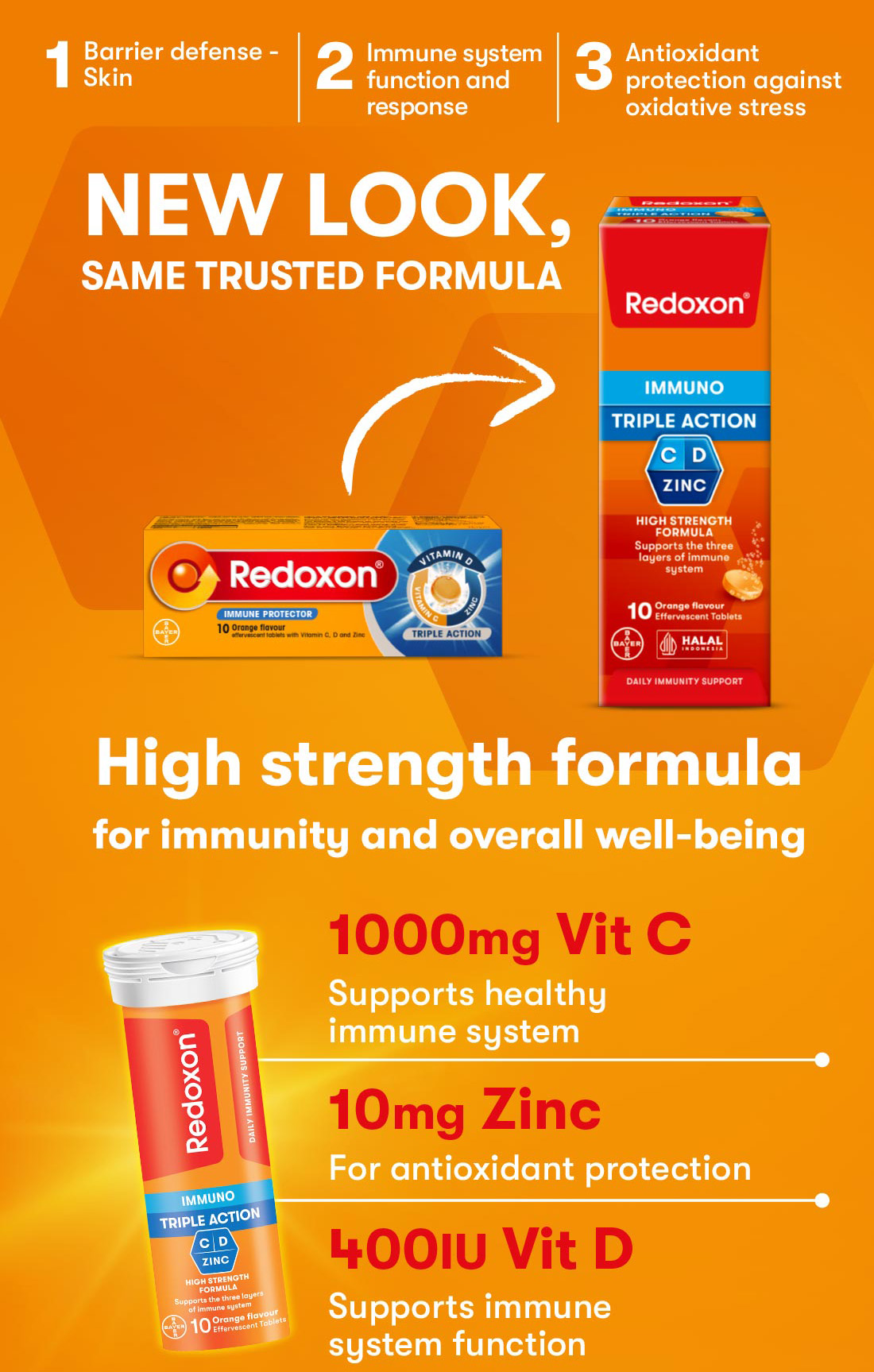 [Bundle of 2] Redoxon Triple Action Orange Effervescent 10 Tablets Exp ...