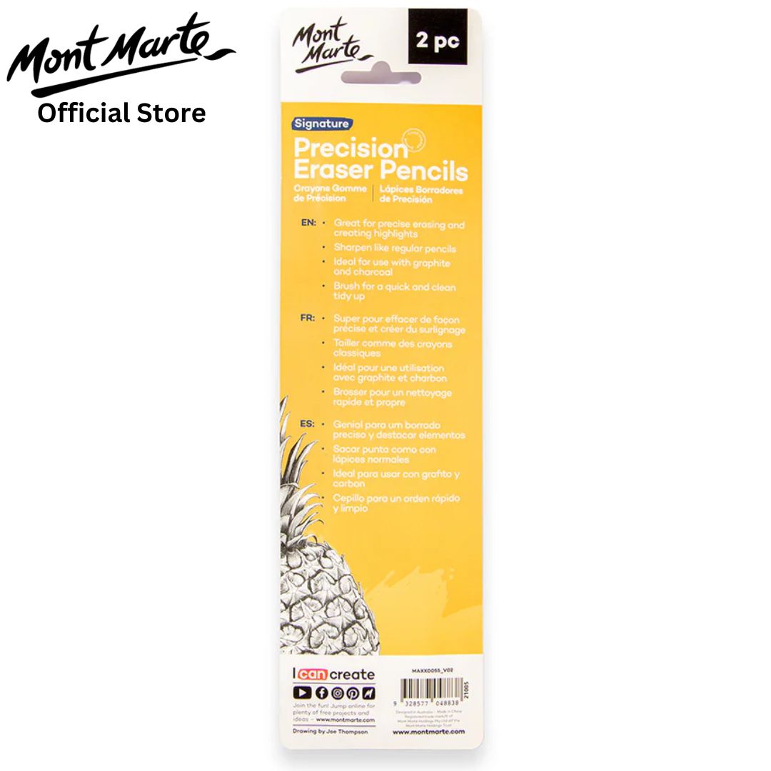 Mont Marte Eraser Pencil Set - 2 Pieces - Eraser Pen with 4 mm Eraser ...