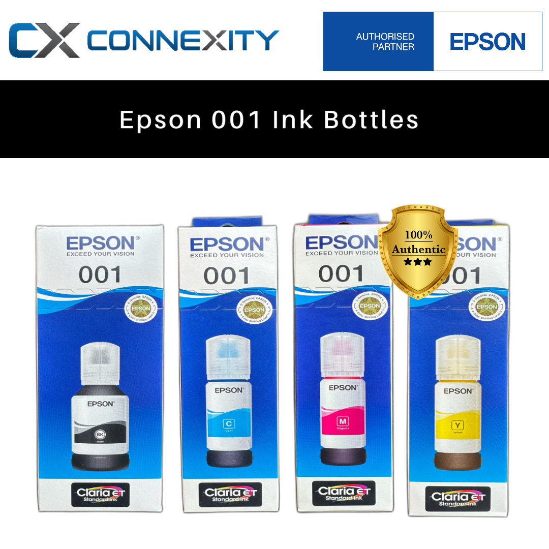 [Bundle Set] Epson 001 Ink Bottle Ink 001(Black, Cyan, Magenta, Yellow ...