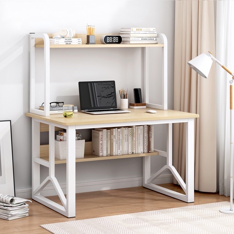 Computer Table with Book Shelf Solid Wood Study Writing Table Home ...