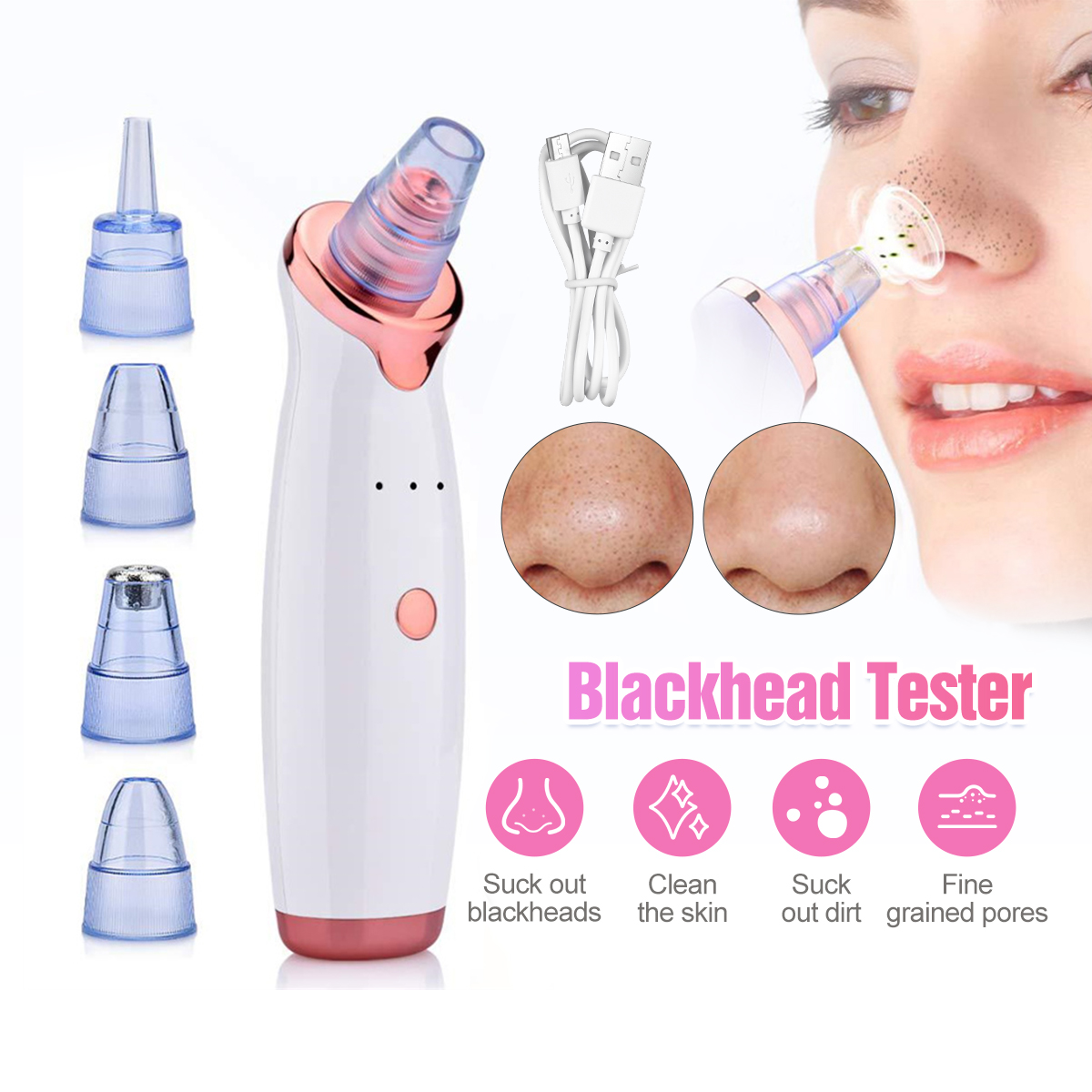 Electric Blackhead Remover LCD vacuum 祛白頭/黑頭 Facial Skin Care Whitehead ...