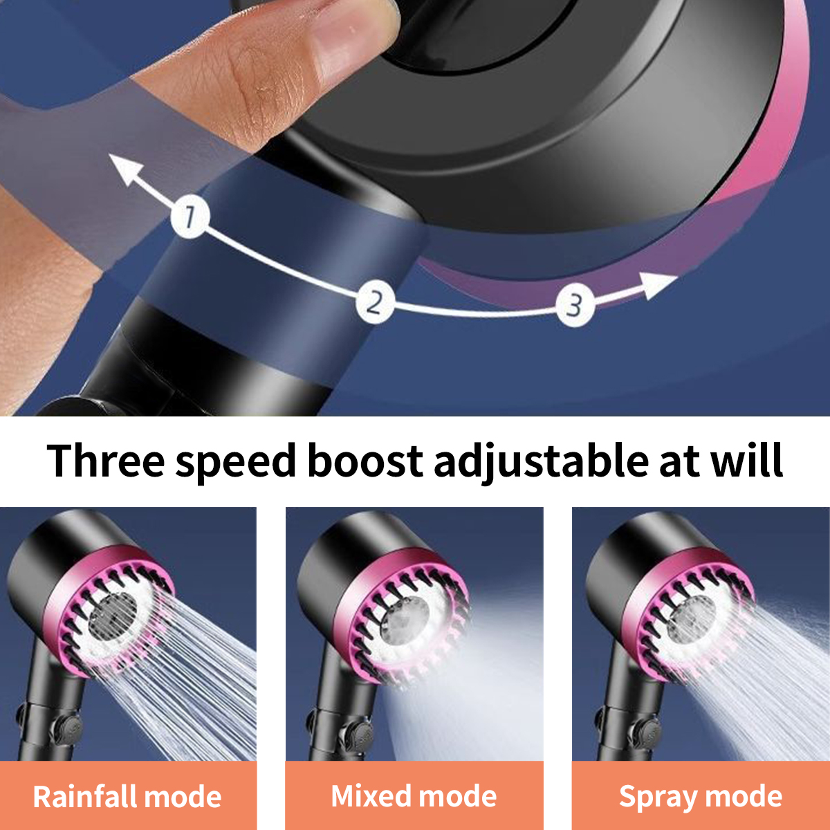 SG Stock Shower Head 4 Modes High Pressure Water Saving One-Key Stop ...