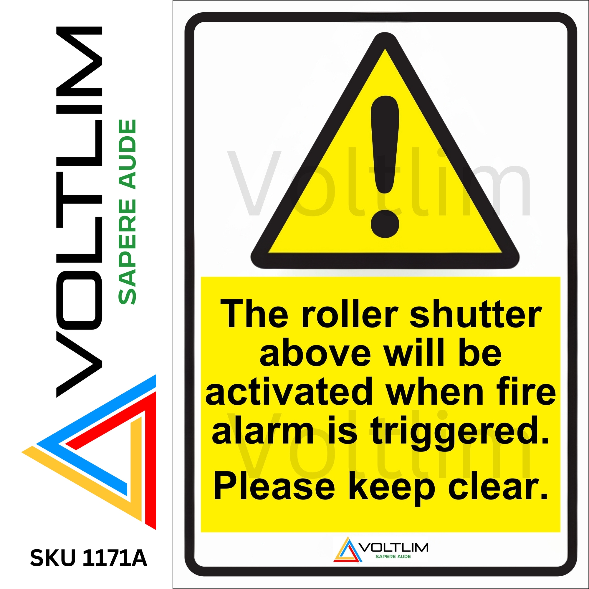 The Roller Shutter Will Be Activated Warning Symbol Sign Label Sticker ...