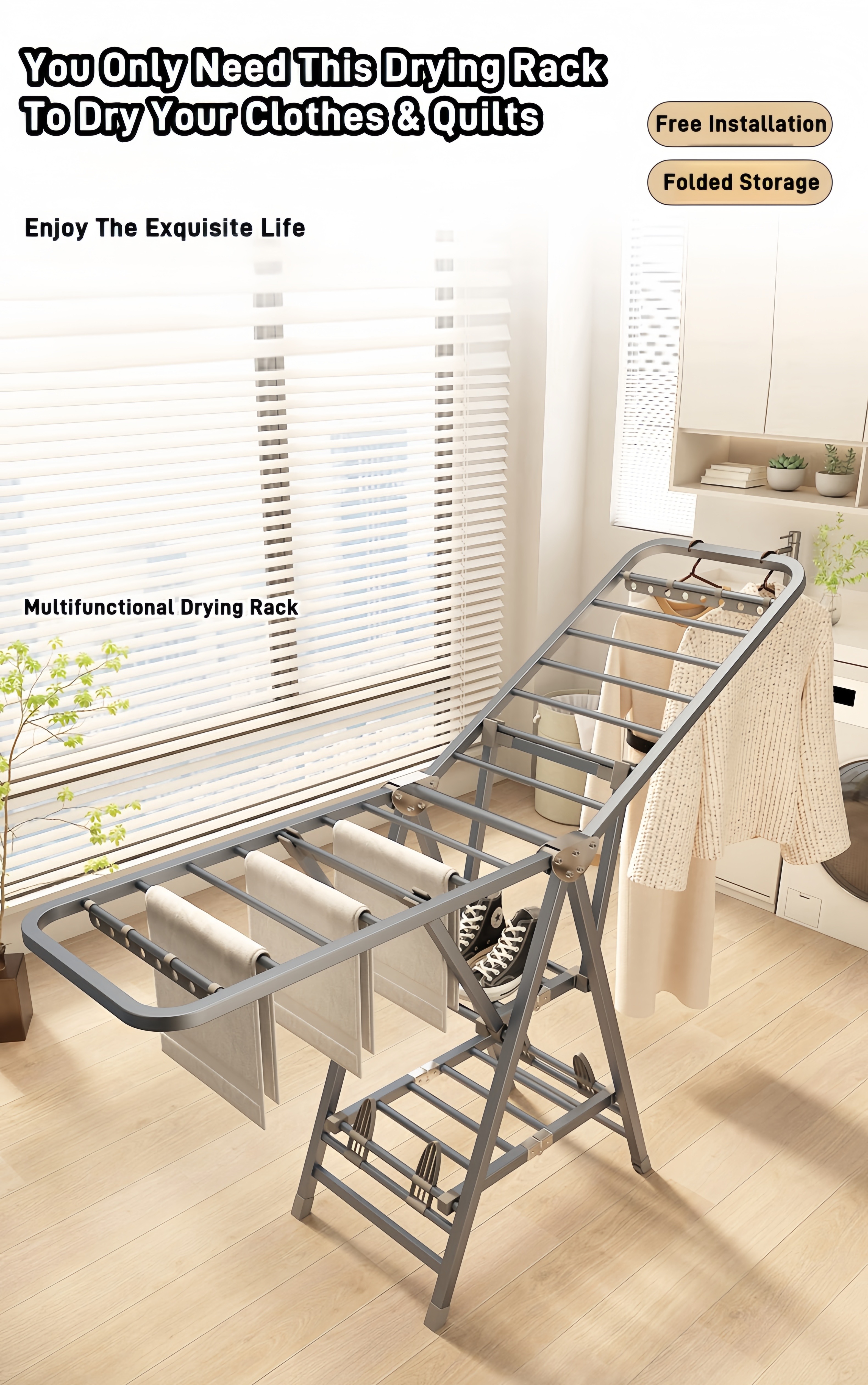 [SG Stock]Foldable Clothes Drying Rack Multifunctional Laundry Rack ...