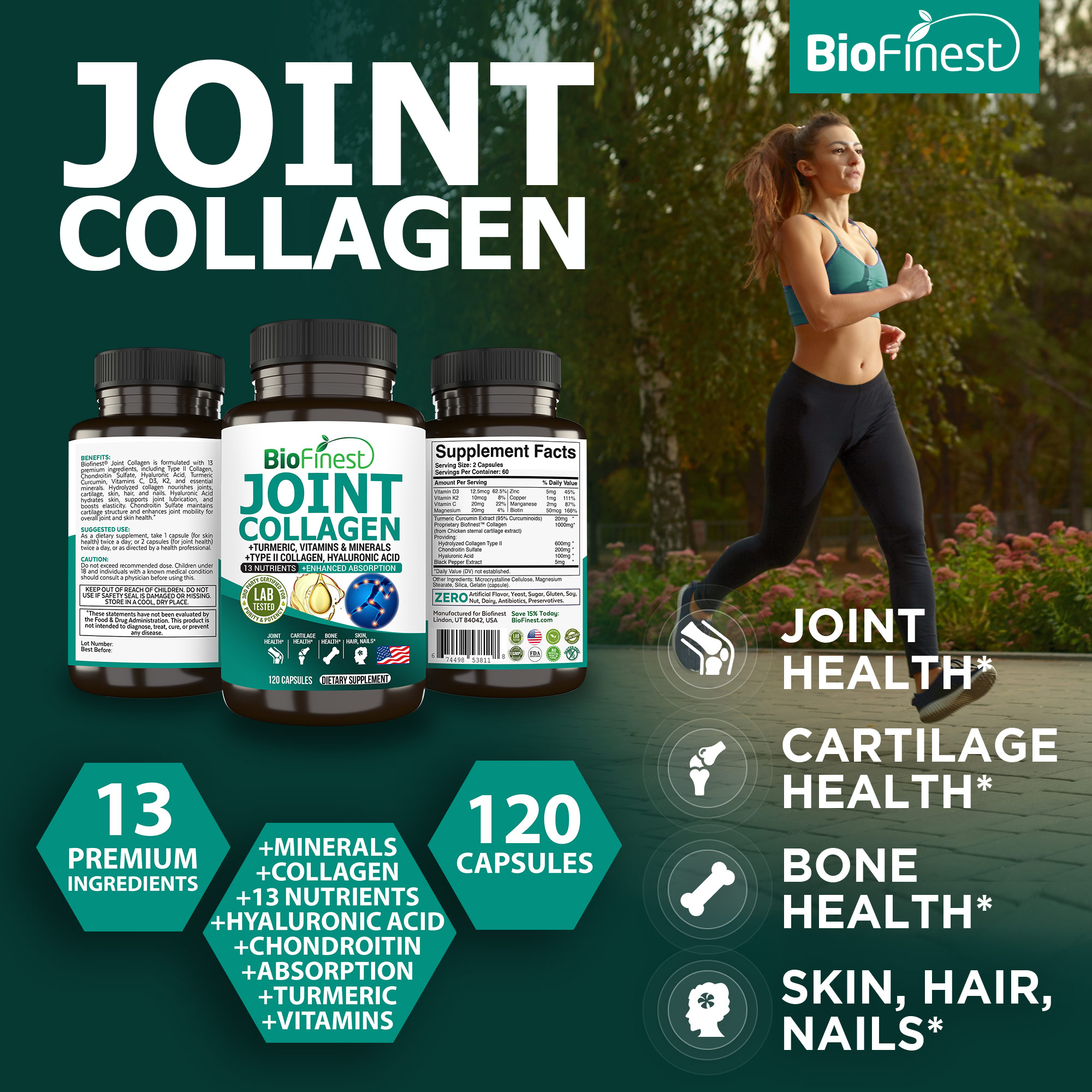 Biofinest Joint Collagen Type 2 Supplement Chondroitin Hyaluronic Acid ...